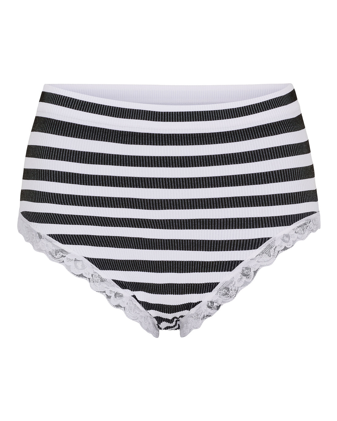 Tim & Simonsen ISA Stripe Rib Midi Panties Lace – flere størrelser og farver Tim & Simonsen Nero-Bianco S/M