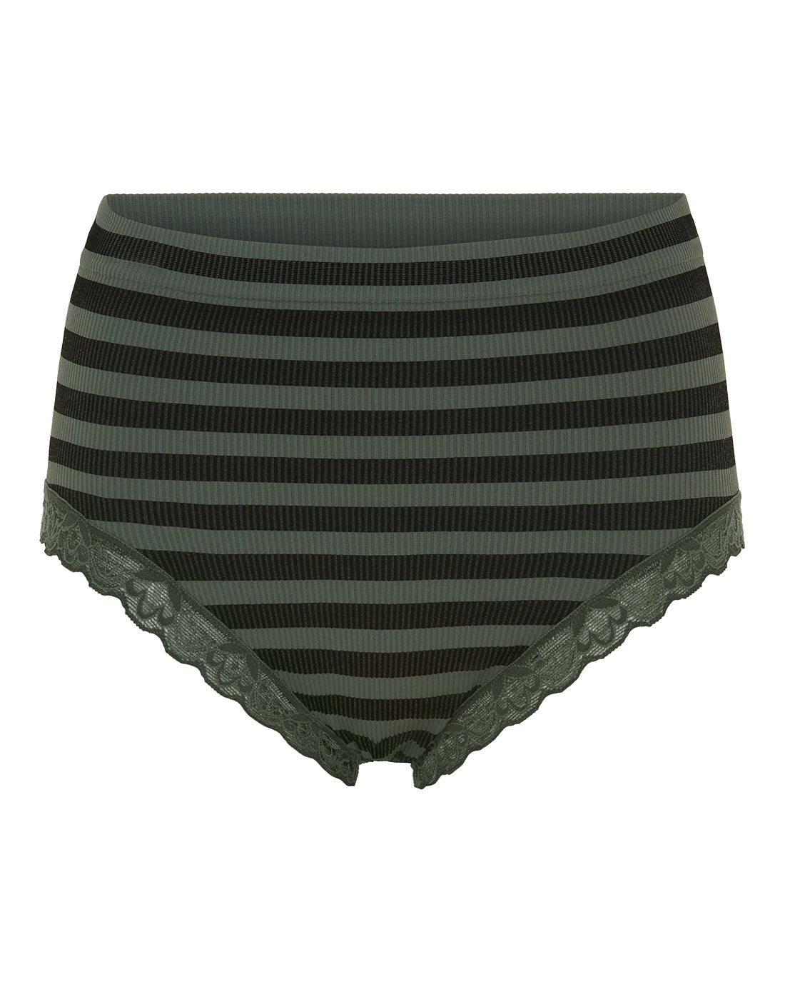 Tim & Simonsen ISA Stripe Rib Midi Panties Lace – flere størrelser og farver Tim & Simonsen Nero-Oliva S/M