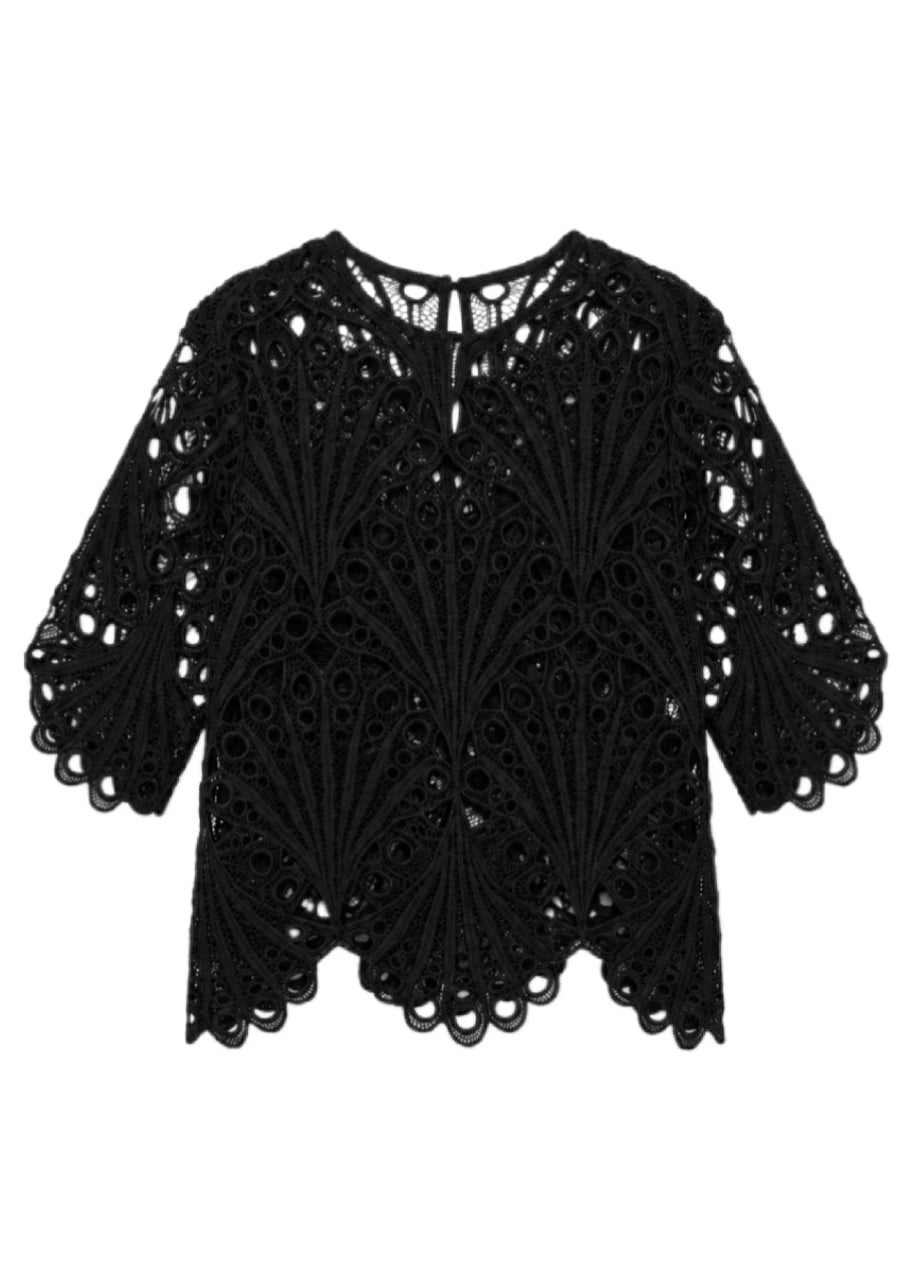 Tim & Simonsen Alvilda Lace Bluse – onesize Tim & Simonsen Sort One-size