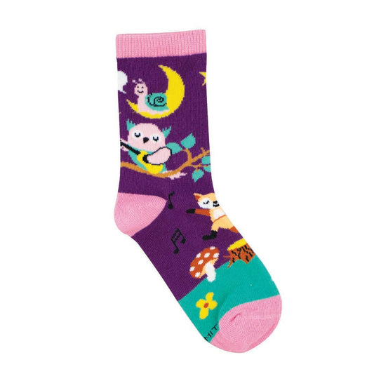 Børnesokker med musikalsk skovmotiv – lilla – 4-7 år | Socksmith Socksmith Europe