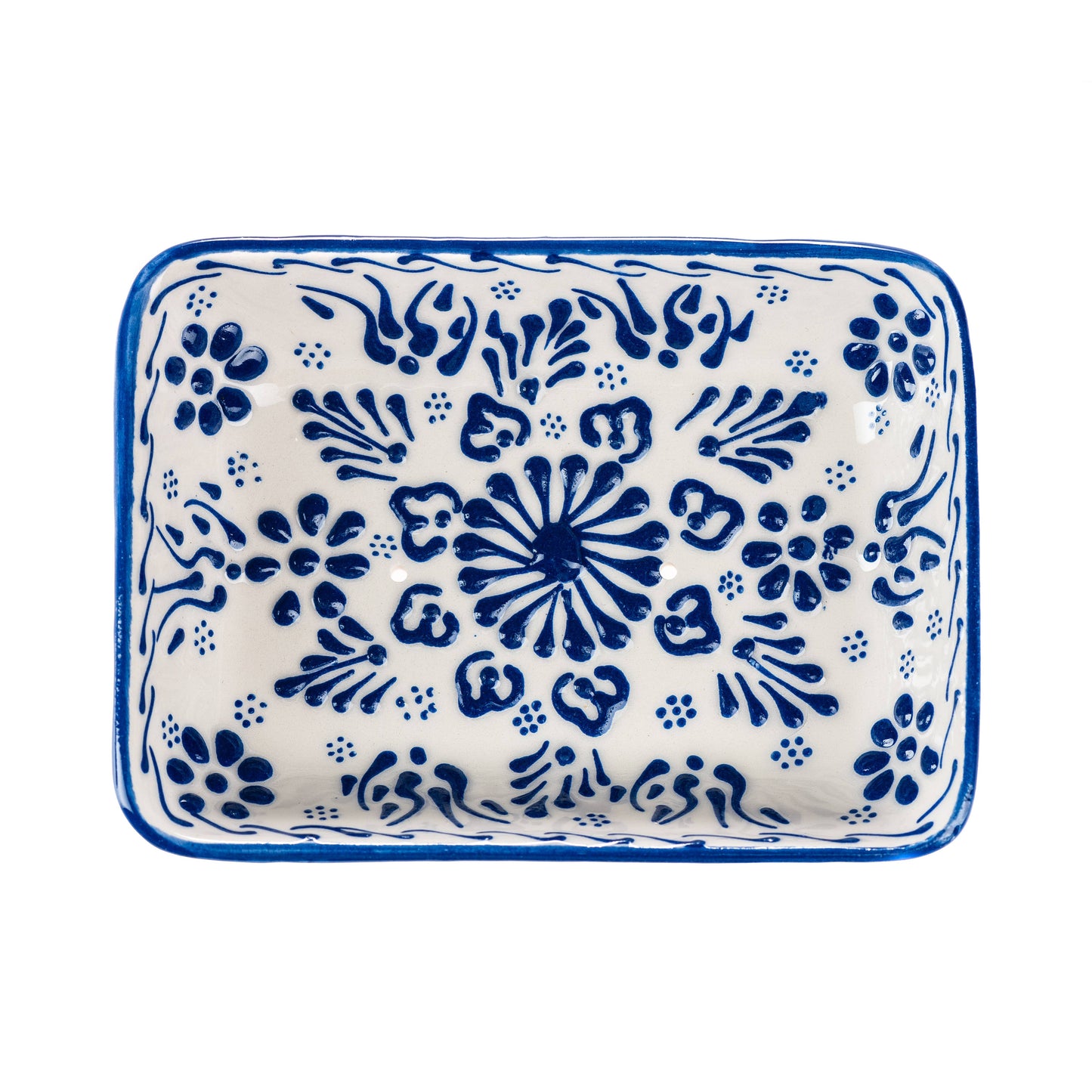 Håndlavet Keramisk Sæbeskåle med Dræn - Farverig Håndmalet Sæbeholder sæbeskål Ottoman Lyseblå