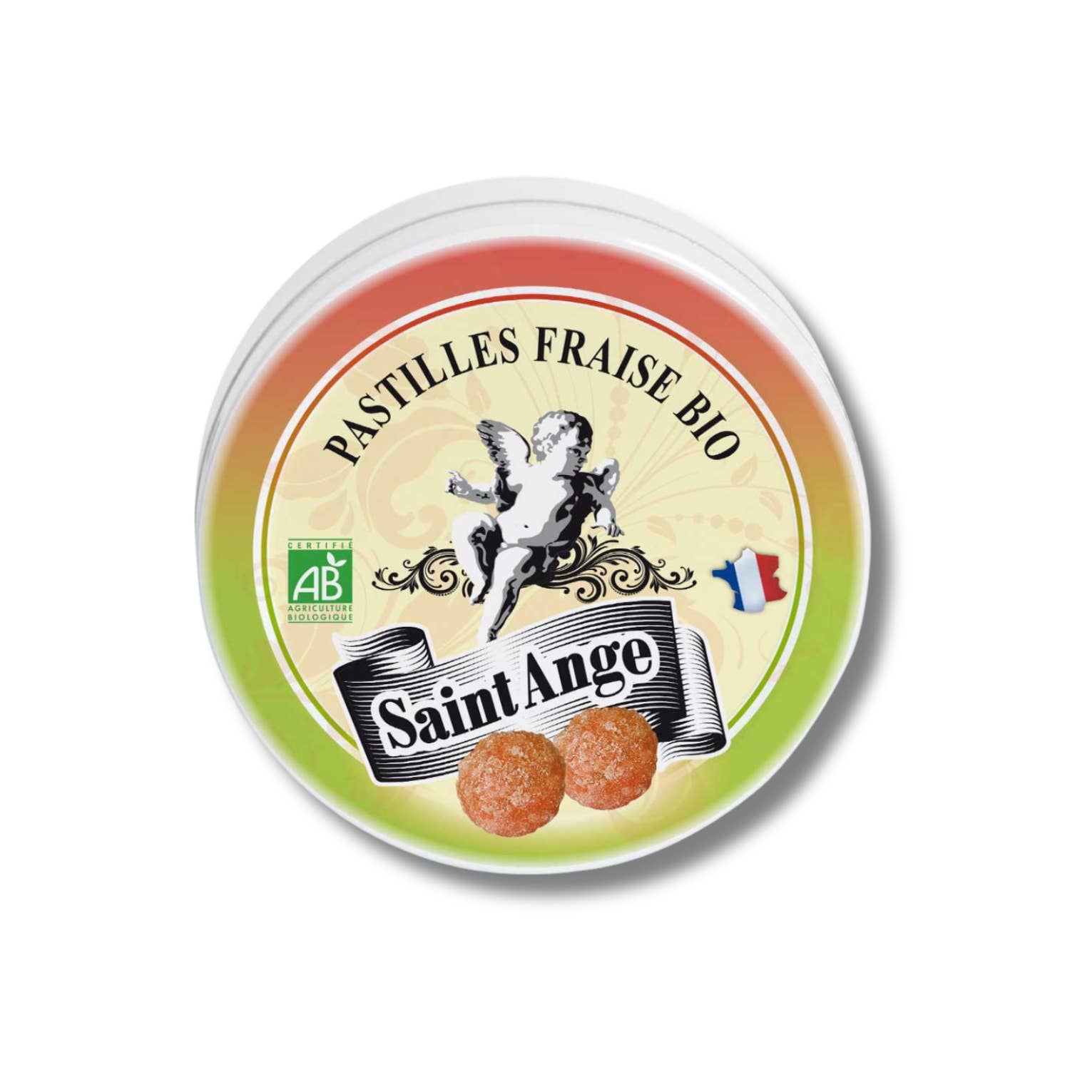 Saint-Ange Økologisk Jordbær Pastiller 50g - BIO-Certificerede Franske Slik Bonbon-France