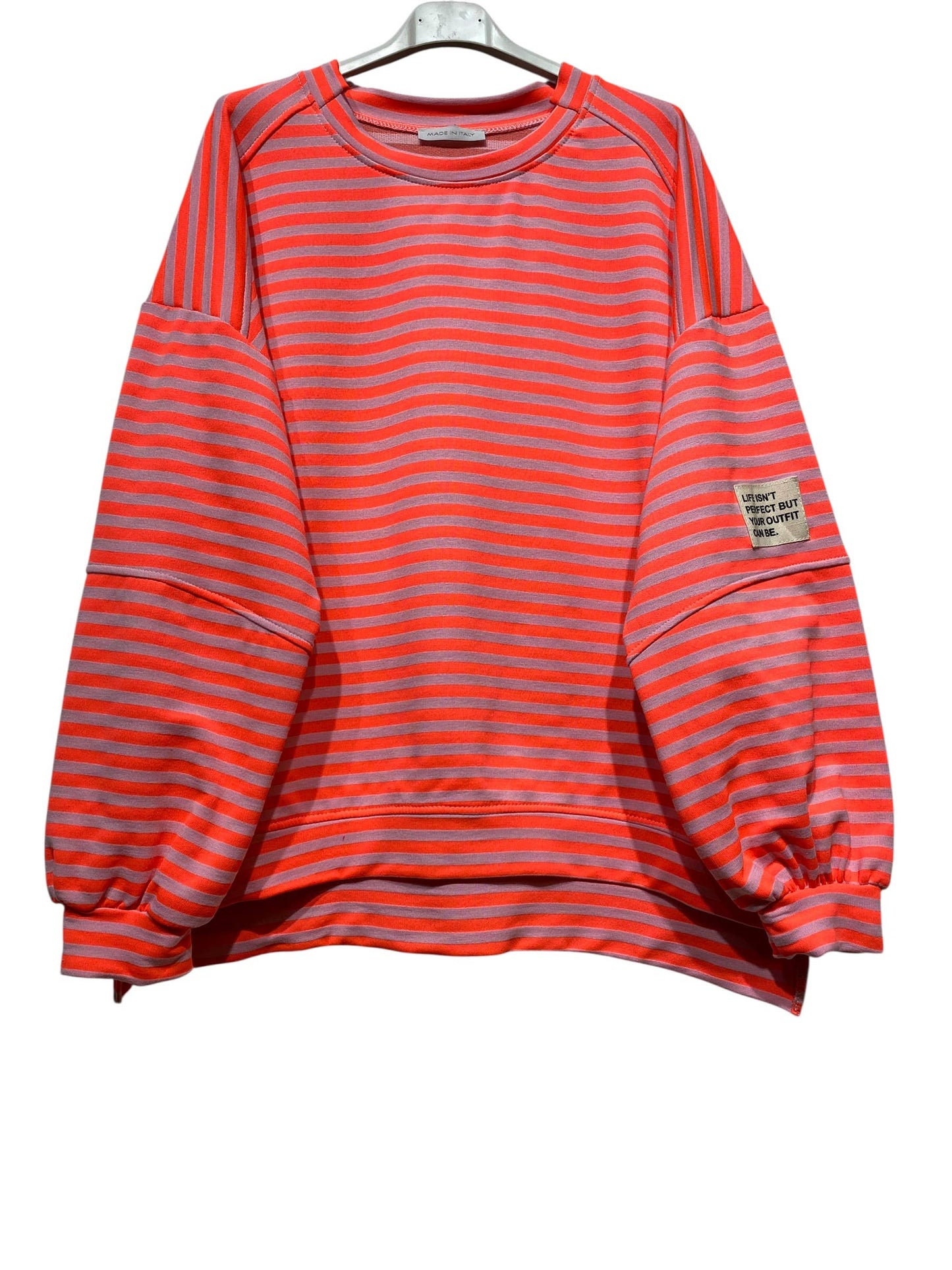 Stribet Oversize sweatshirt - fås i flere farver LINEN & COTTON HOUSE KORAL