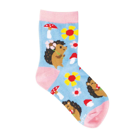 Børnesokker med pindsvin og blomster – blå – 2-7 år | Socksmith Socksmith Europe