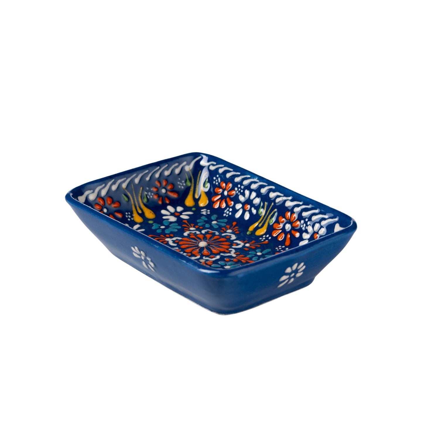 Håndlavet Keramisk Sæbeskåle med Dræn - Farverig Håndmalet Sæbeholder