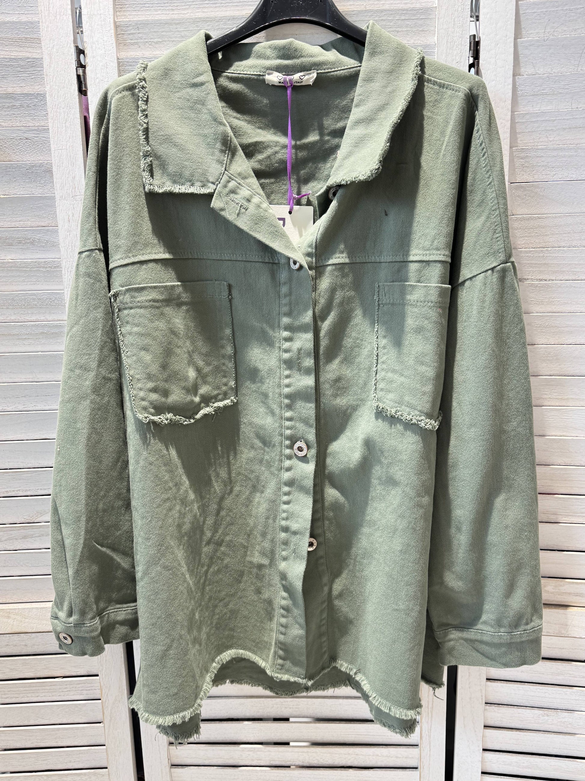 Oversize Jakke med Print Khaki - Blødt Denim | VICTORIA&ISAAC VICTORIA&ISAAC