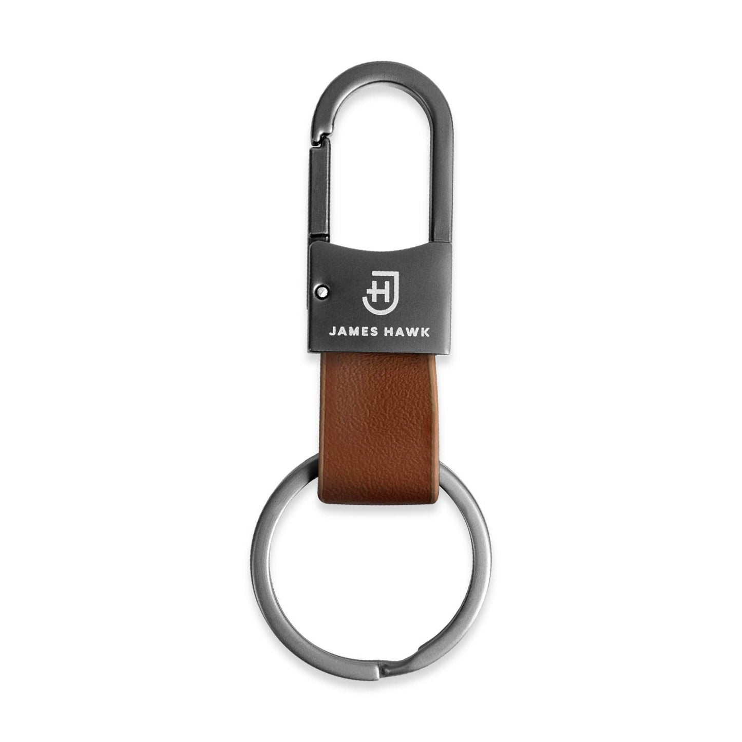 Nøglering i Naturlæder med Karabinhage - Gunmetalgrå | James Hawk Apparel & Accessories James Hawk Brun