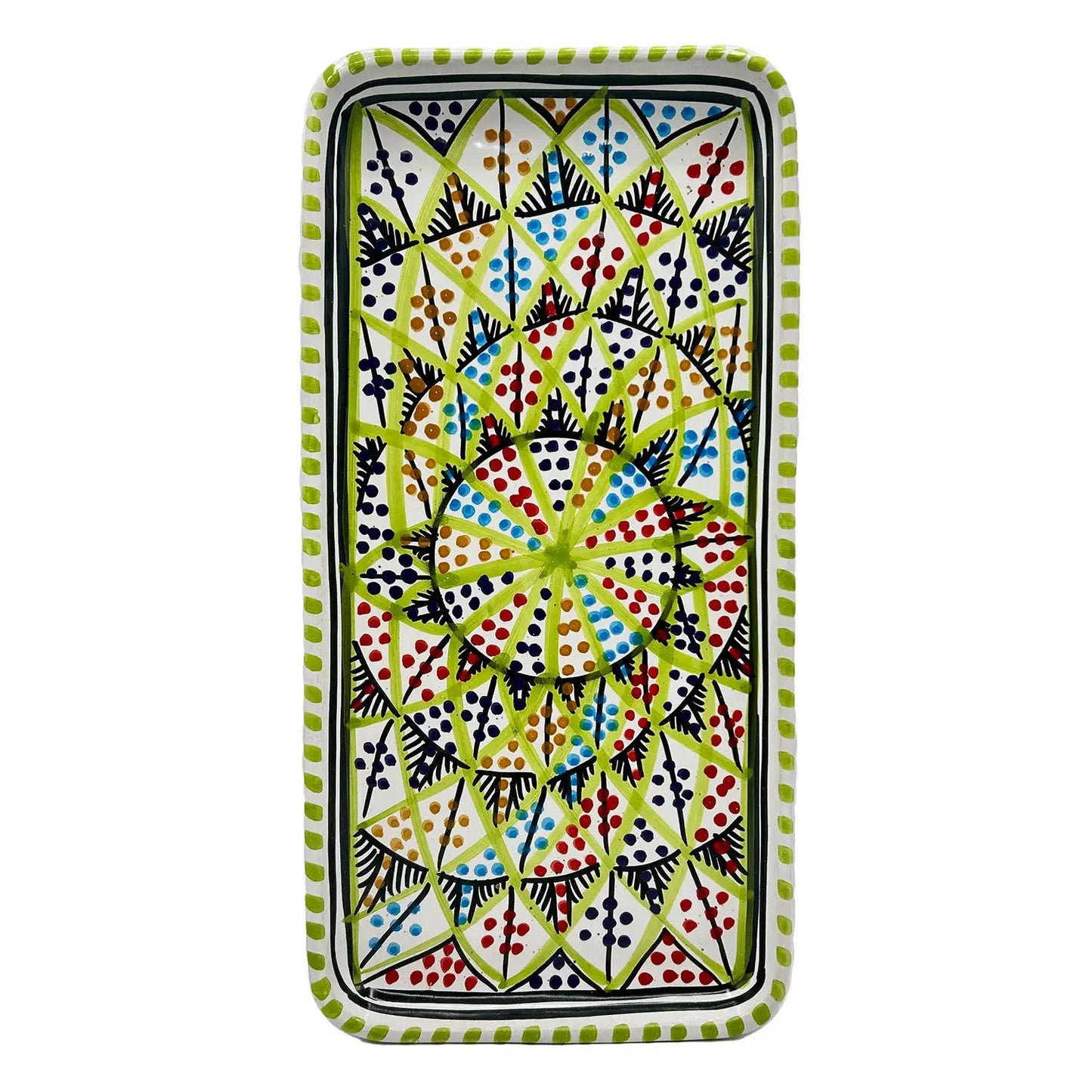 Håndmalet Tunesisk Keramikfad - 33x15 cm Etnico del Mondo