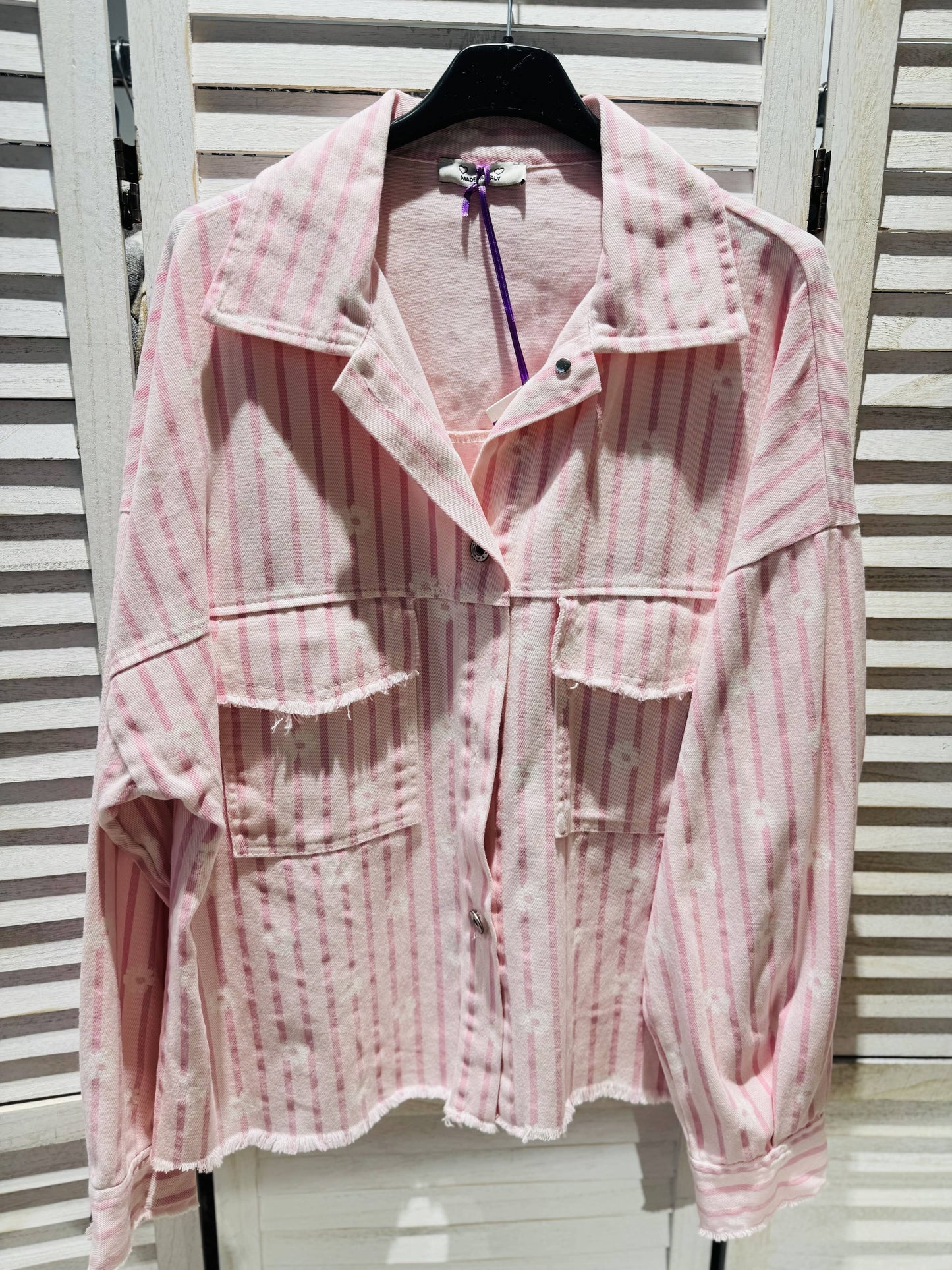 Stribet Denim Jakke med Blomsterdetaljer - Victoria&Isaac VICTORIA&ISAAC One Size
