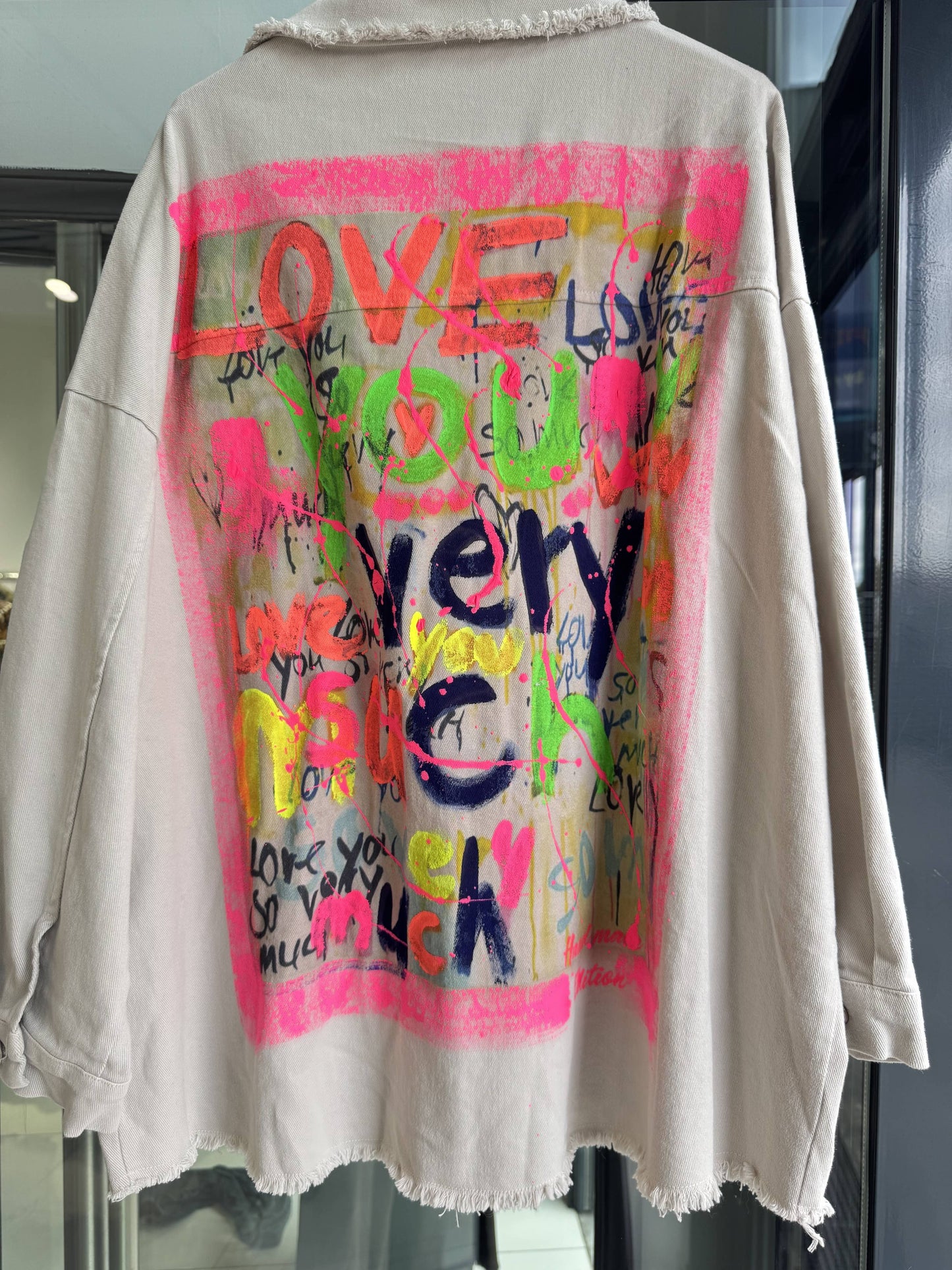 Oversize Jakke med Print Ecru - Blødt Denim | VICTORIA&ISAAC VICTORIA&ISAAC