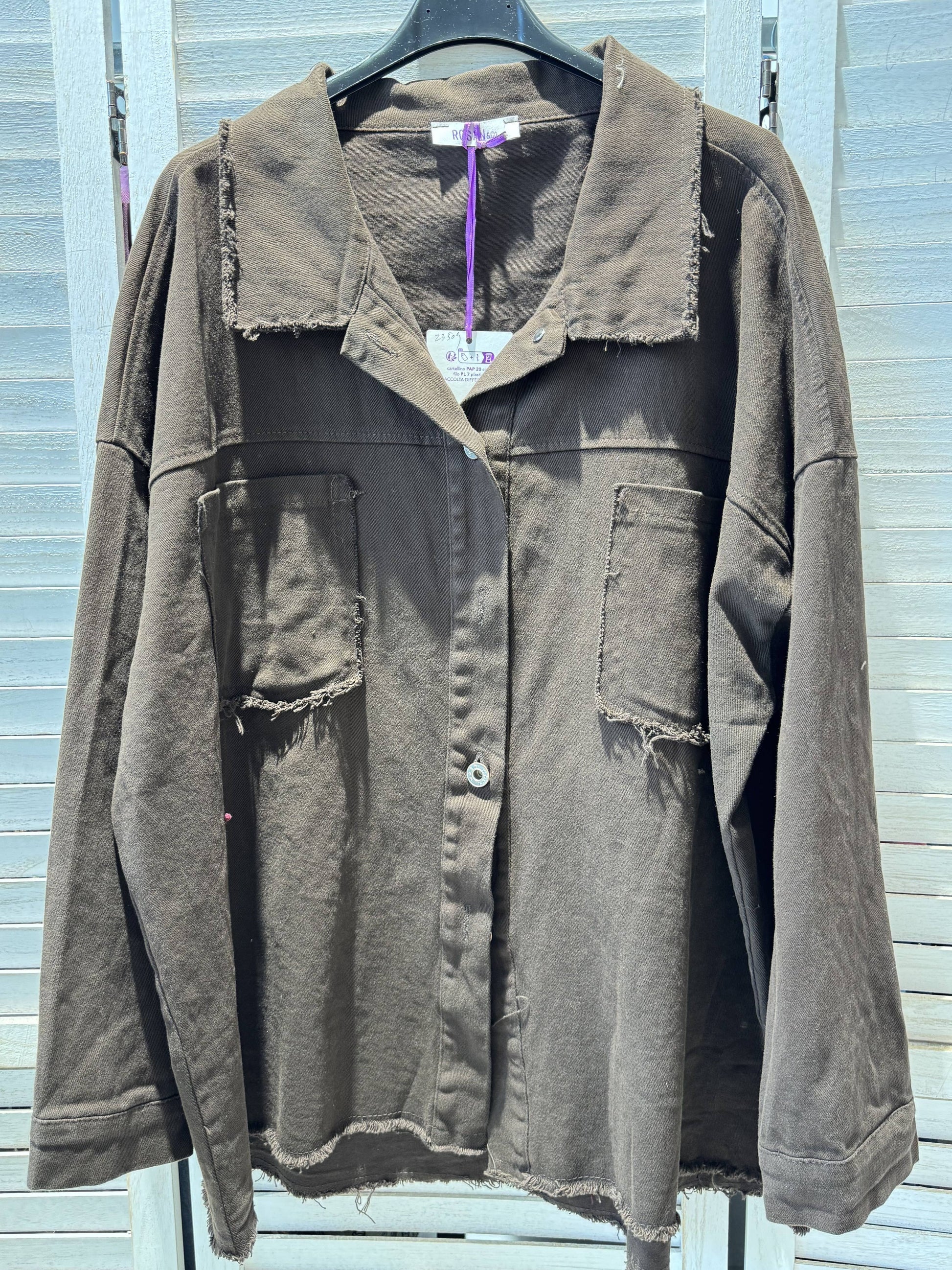 Oversize Jakke med Print Brun - Blødt Denim | VICTORIA&ISAAC VICTORIA&ISAAC