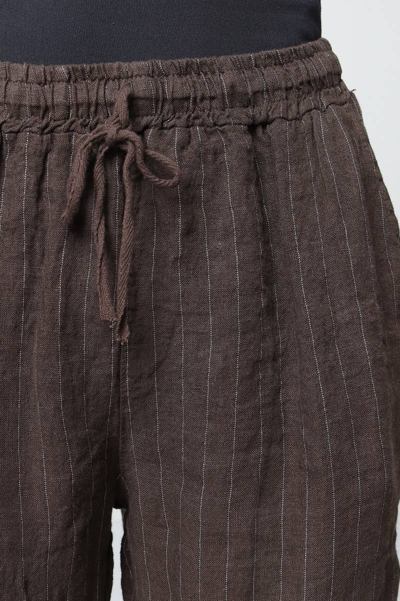 Bukser i 100% Hør Sort Stribet - One Size 38-42 | LÉA & LUC LÉA & LUC