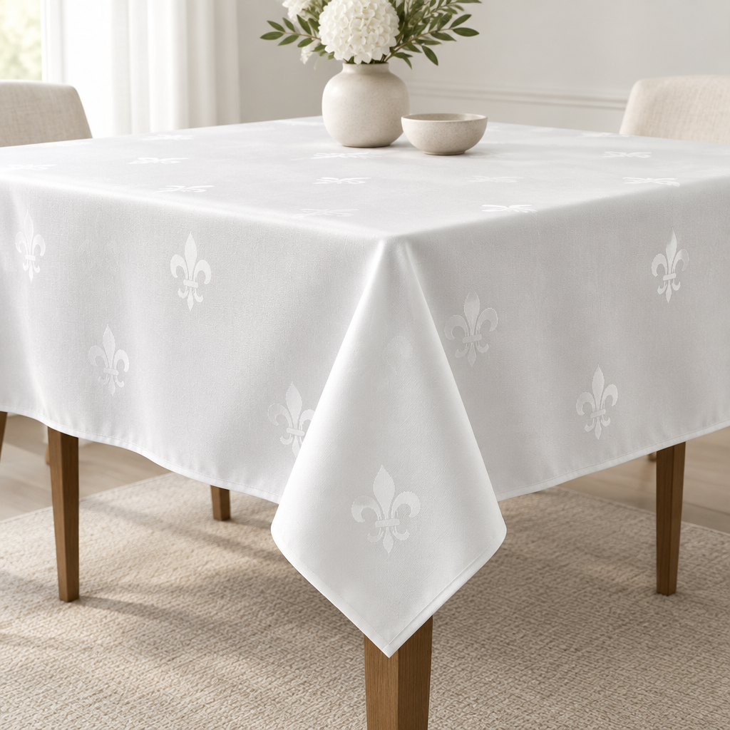 Damask Borddug elfenben – Fransk Lily Jacquard Hotelkvalitet Borddug Bamar Lifestyle