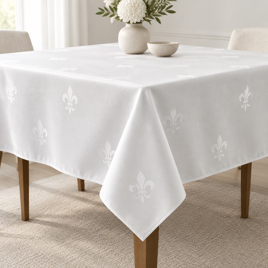 Damask Borddug elfenben – Fransk Lily Jacquard Hotelkvalitet