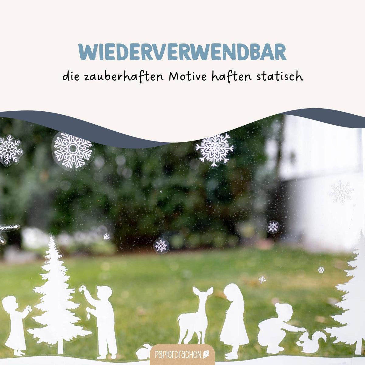Vinduesklistermærker til jul – Vinterlandskab – 6 A4-ark | Papierdrachen Dekoration Papierdrachen