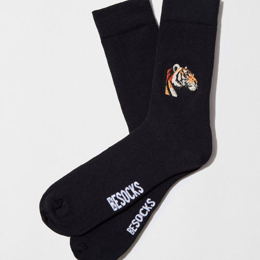 Sokker – BeTiger med broderi – Sort – 41/46 | BESOCKS Sokker BESOCKS