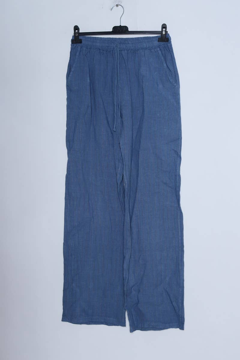 Bukser i 100% Hør Sort Stribet - One Size 38-42 | LÉA & LUC LÉA & LUC