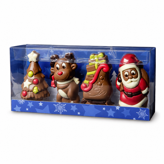 Julefigurer i mælkechokolade – Gaveæske med 4 figurer – 120 g Chokolade ADG Diffusion