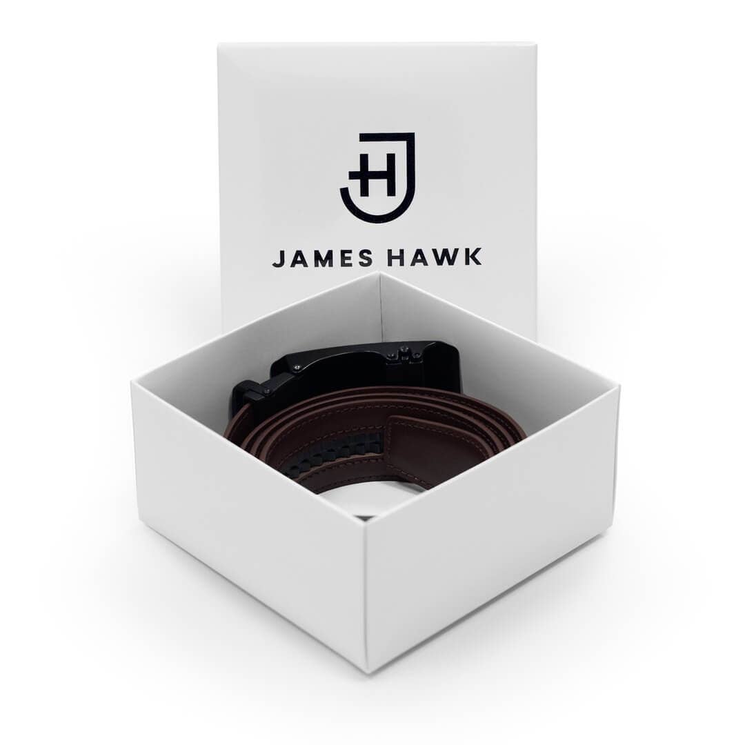 Automatisk Læderbælte til Mænd - Uden Huller med Gaveæske | James Hawk Apparel & Accessories James Hawk