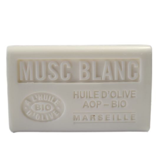Marseille Sæbe Hvid Moskus 125g - Økologisk Olivenolie | Label Provence Nature Marseille sæbe Savons.nl - Savon de marseille distributeur
