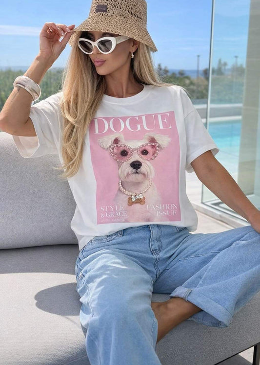 T-shirt Dogue pink med perler – One size 38-42 | ISSYMA T-shirt ISSYMA