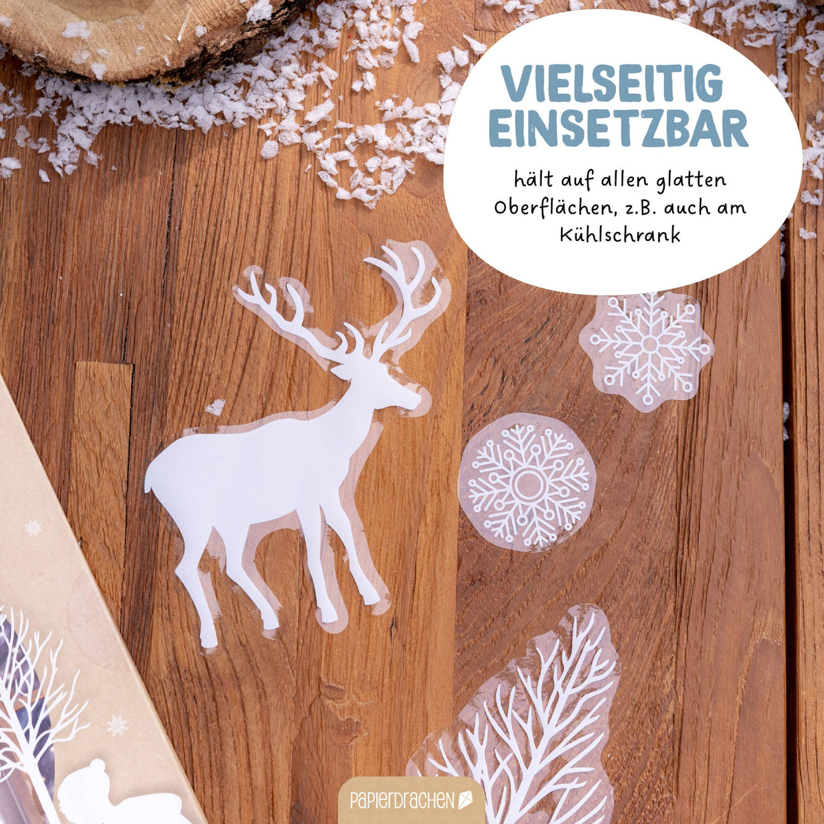 Vinduesklistermærker til jul – Vinterlandskab – 6 A4-ark | Papierdrachen Dekoration Papierdrachen