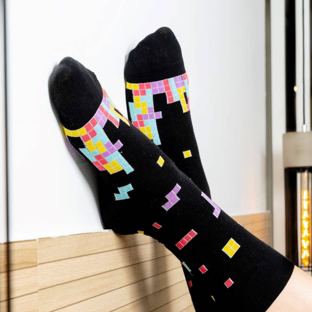 Tetris bomuldssokker til børn, holdbare og sjove - Kylie Crazy Sokker KYLIE CRAZY