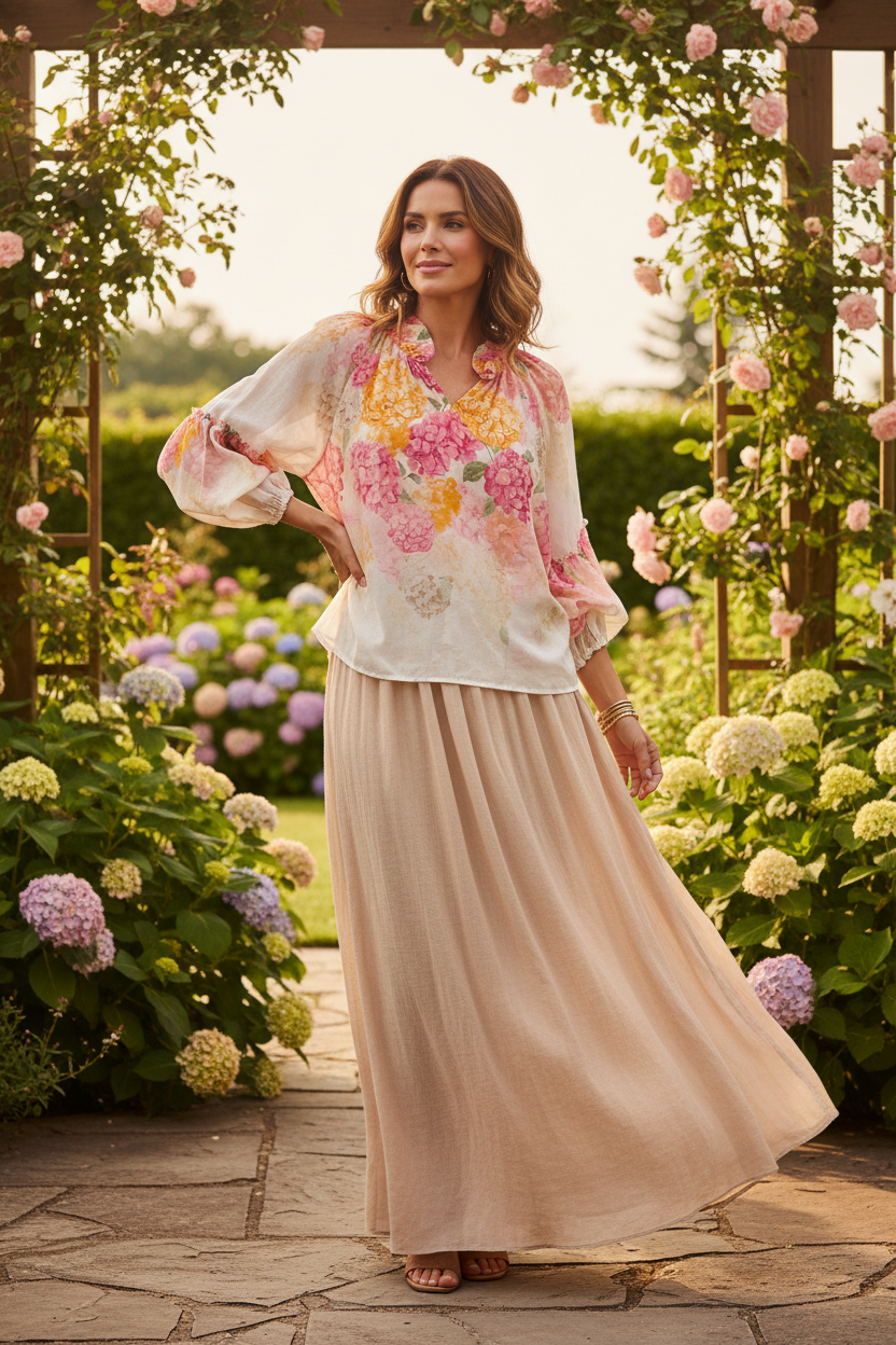 Blomstret Hyacint Voile Bluse med Puffærmer – Fås i Flere Farver Bluser Nota bene