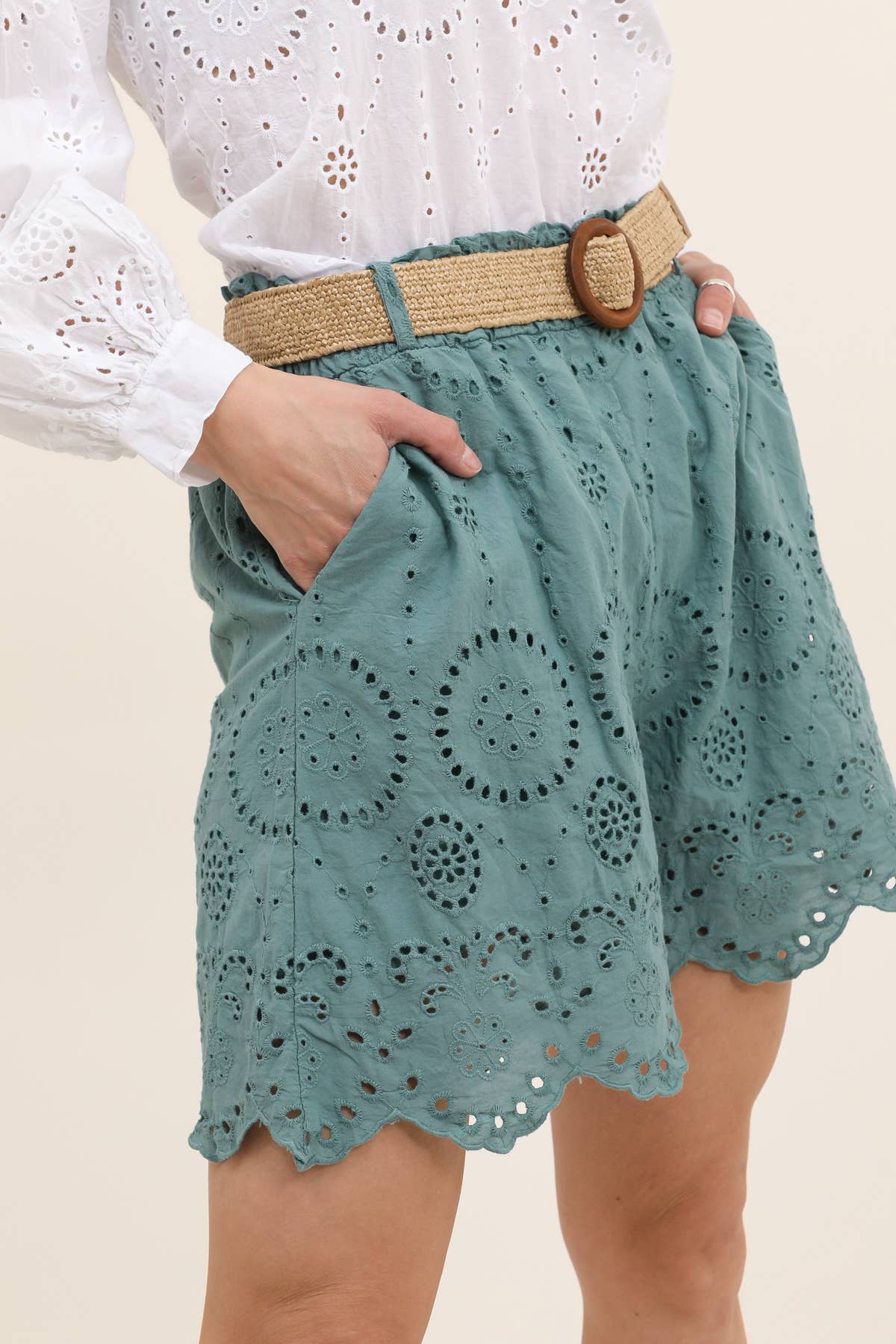 Bomuldsshorts Broderi Anglaise