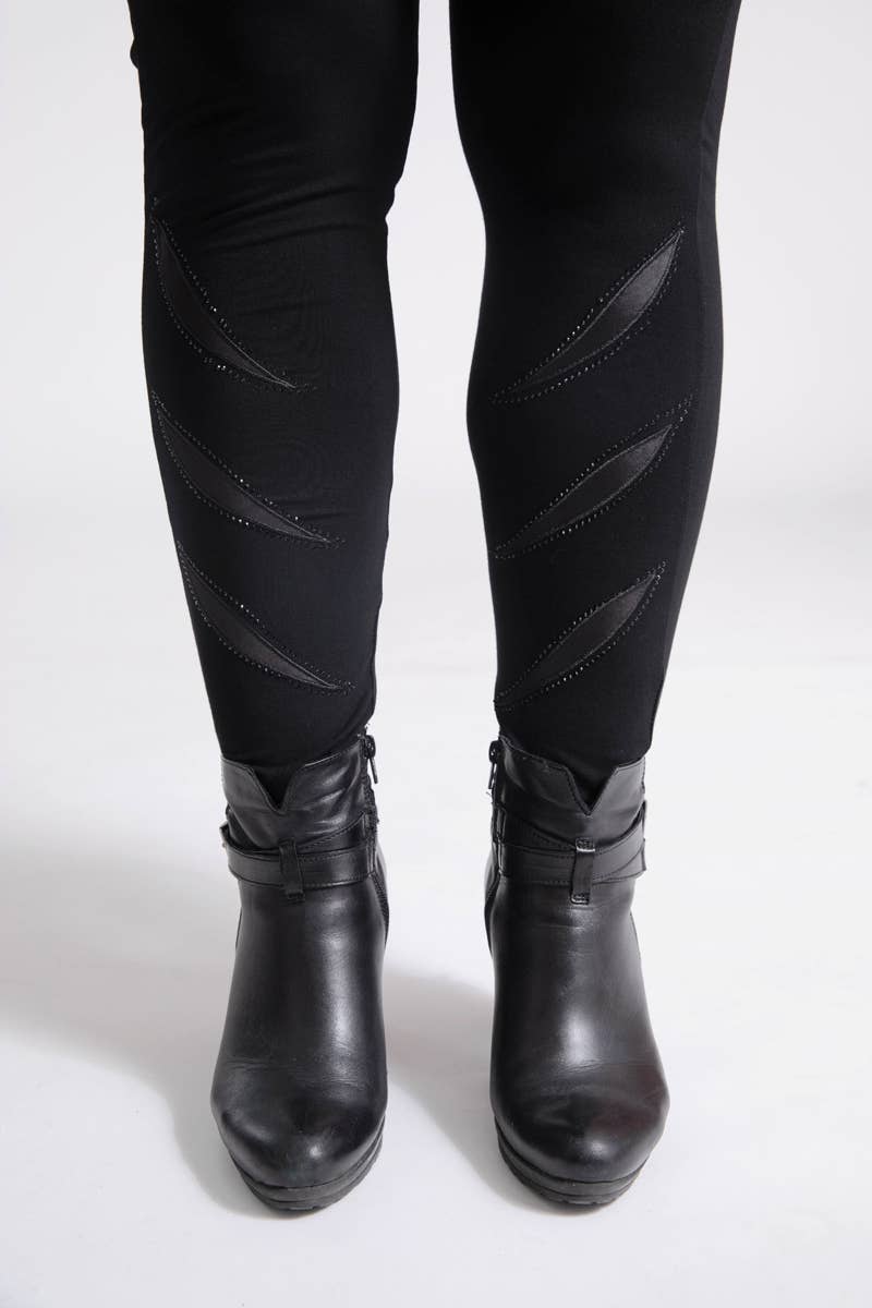 Plus Size Leggings med Sten - Fancy og Flot | Pomme Rouge Paris Pomme Rouge Paris Sort L (42/44)