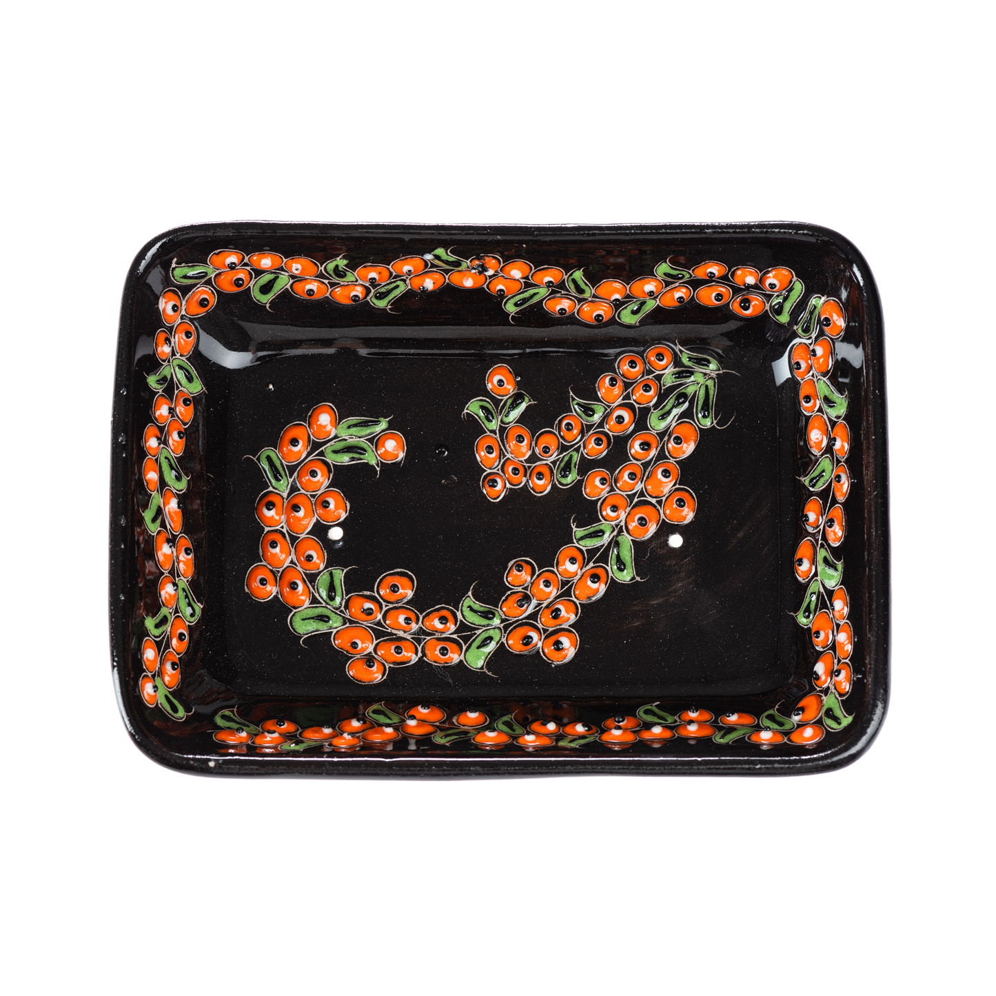 Håndlavet Keramisk Sæbeskåle med Dræn - Farverig Håndmalet Sæbeholder sæbeskål Ottoman Sort orange