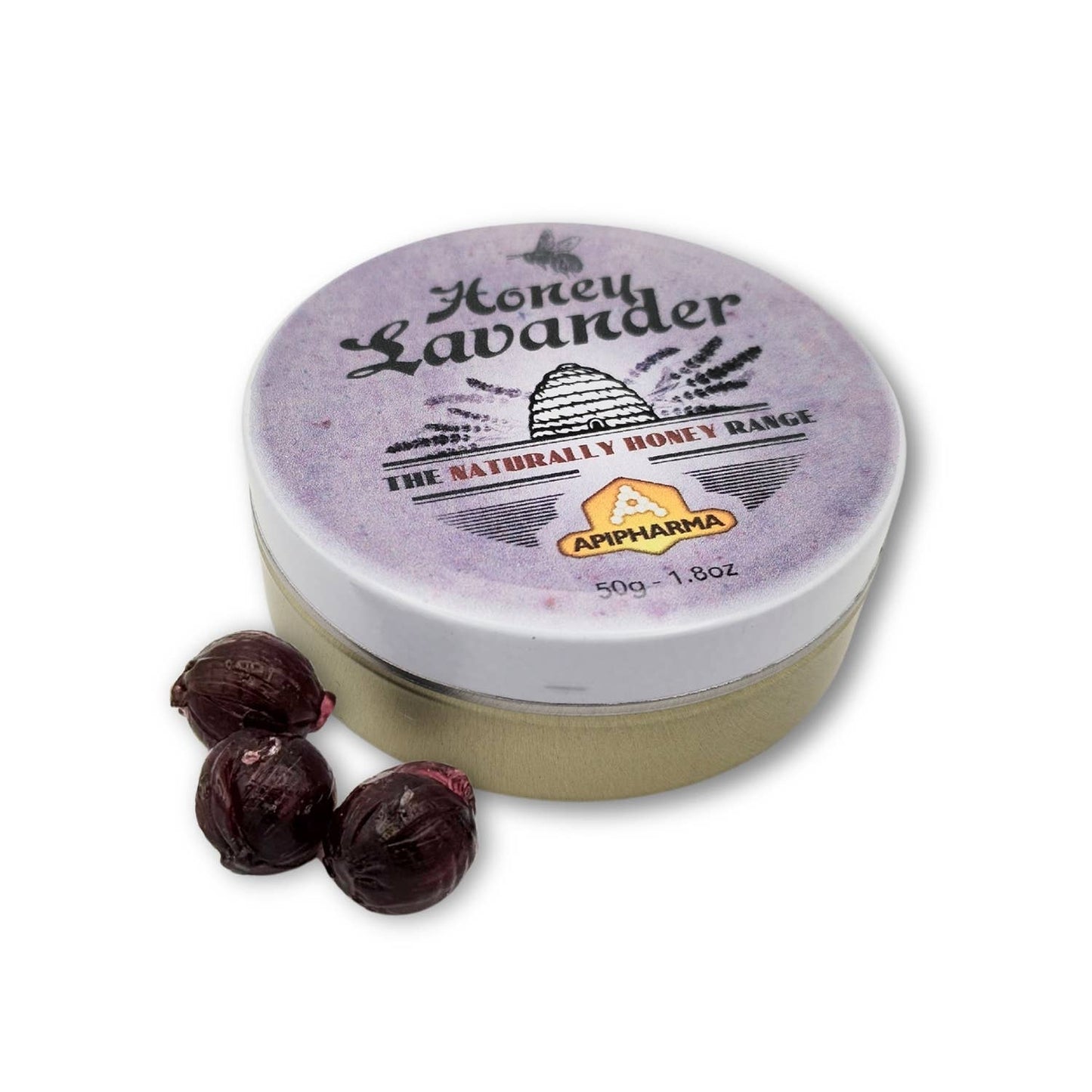 Lavendel Honning Pastiller 45g - François Groslière Design i Metalæske Bonbon-France