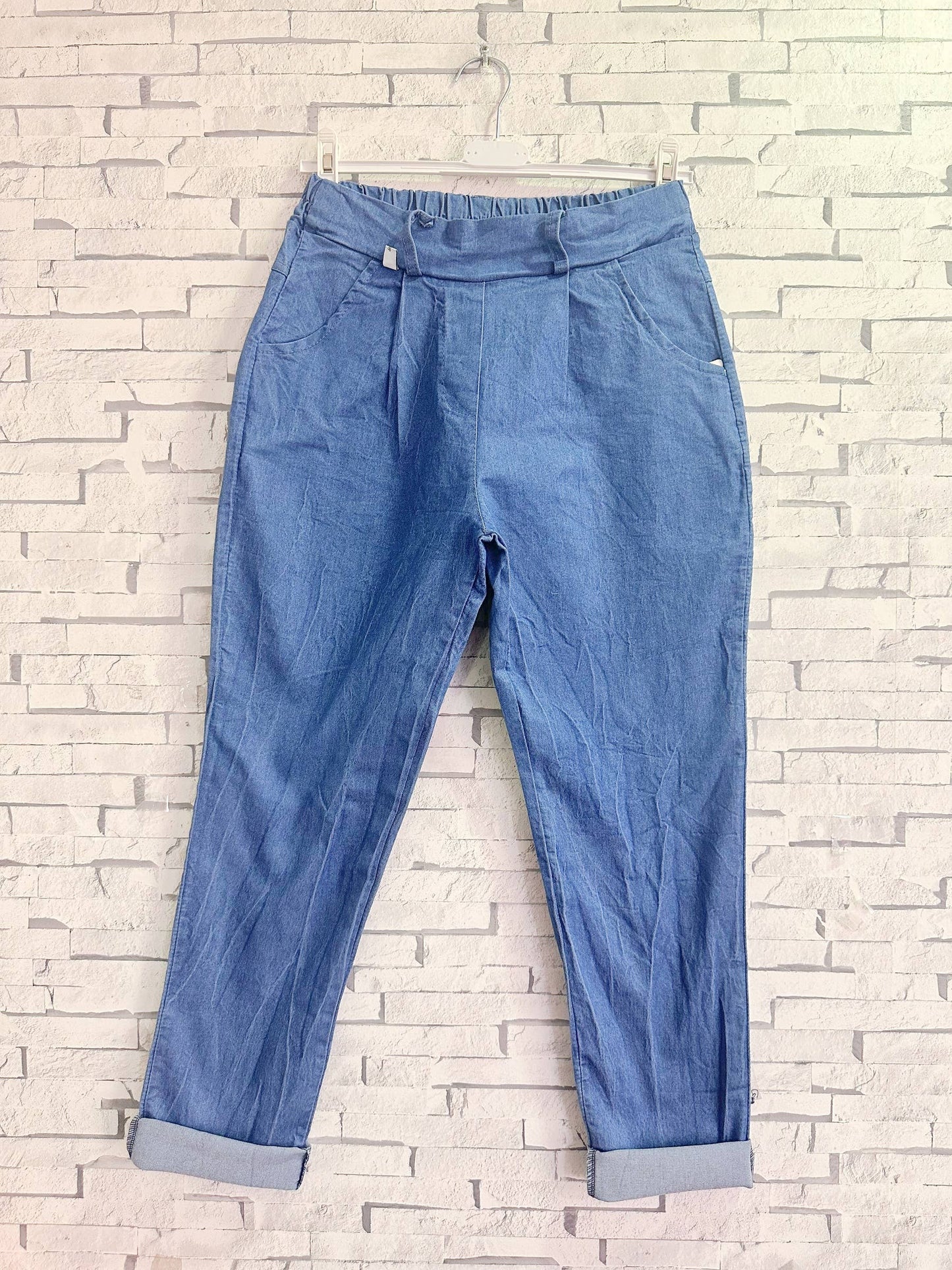 Jeans Joggers med Lomme - Elastisk Talje | ZAFA PARIS ZAFA PARIS Lyseblå