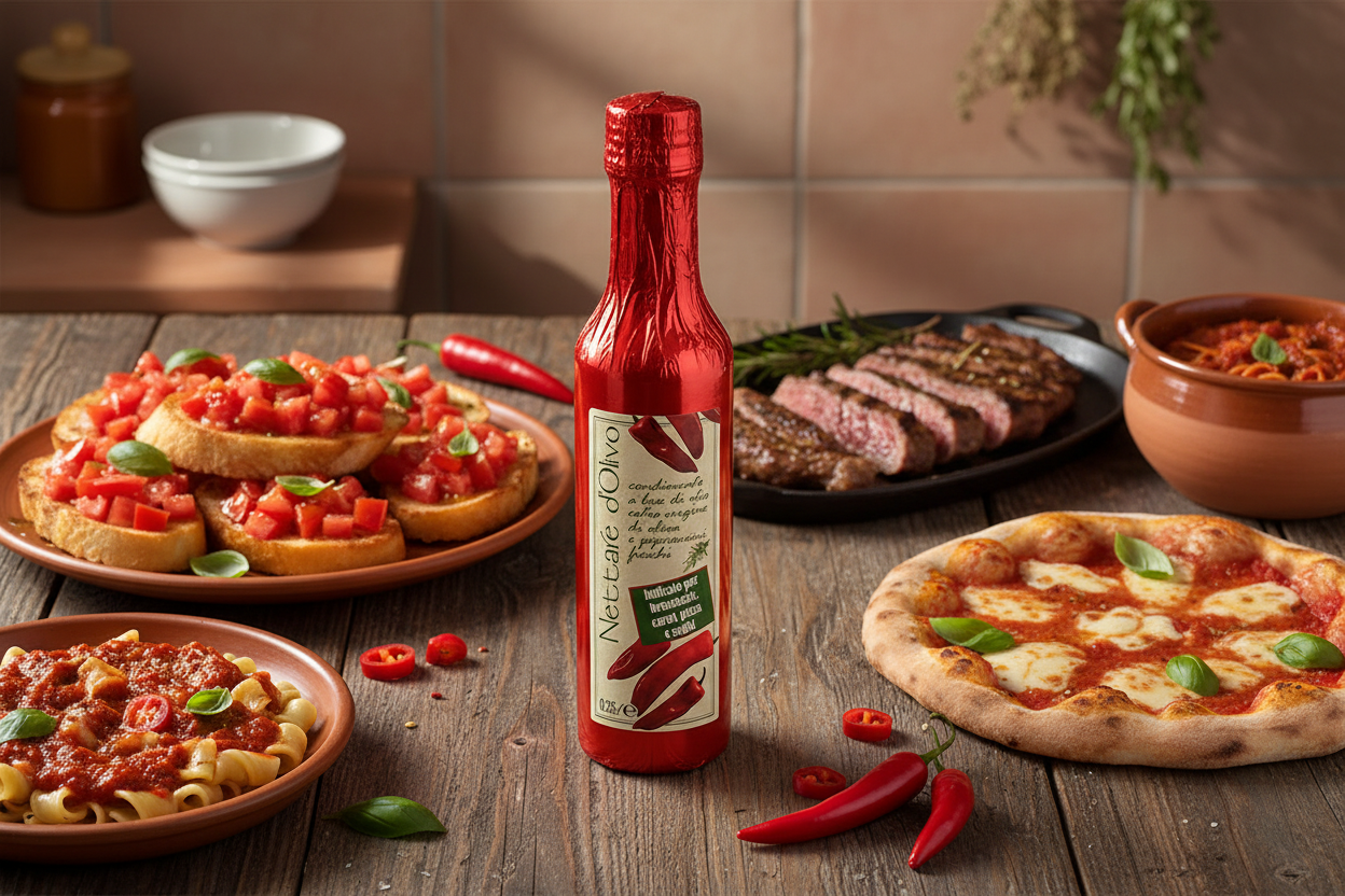 Ekstra Jomfru Olivenolie med Chili – Nettare d’Olivo 250ml Weibel