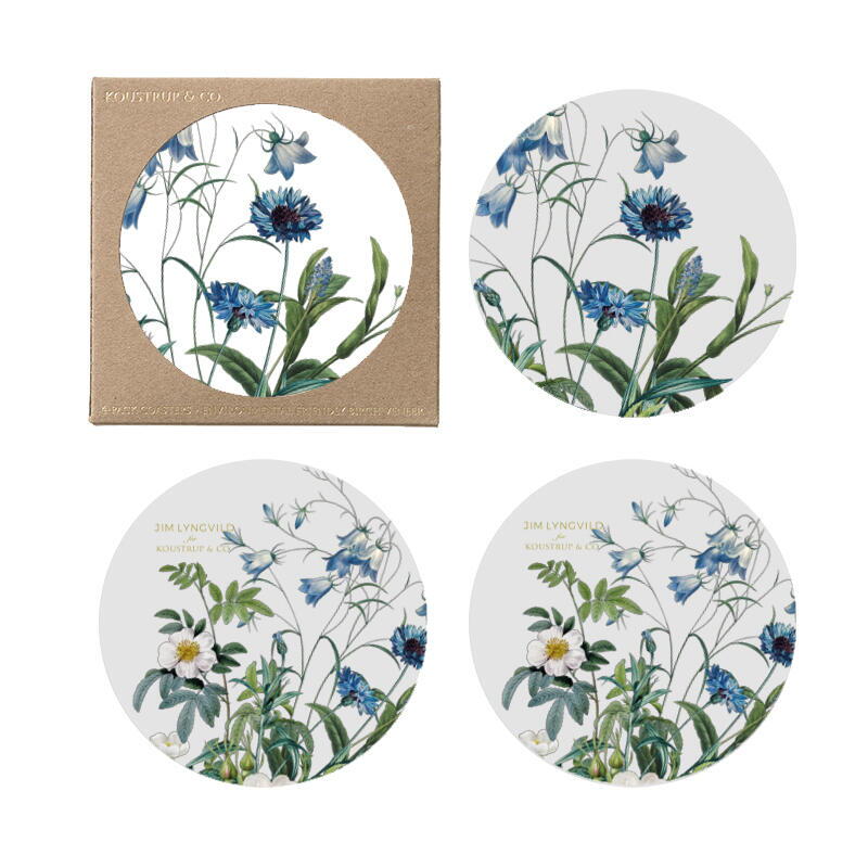 Glasbrik – Blue Flower Garden, 4-pak | Koustrup & Co Glasbrikker Koustrup & Co