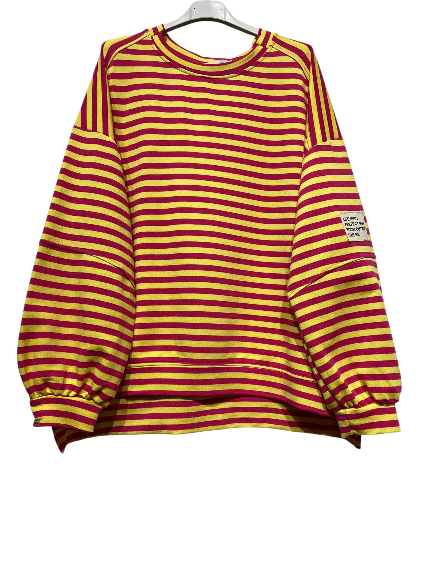 Stribet Oversize sweatshirt - fås i flere farver LINEN & COTTON HOUSE ÆBLE