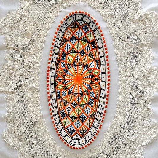Håndmalet Keramikfad fra Tunesien – 28×14 cm | Etnico del Mondo Etnico del Mondo
