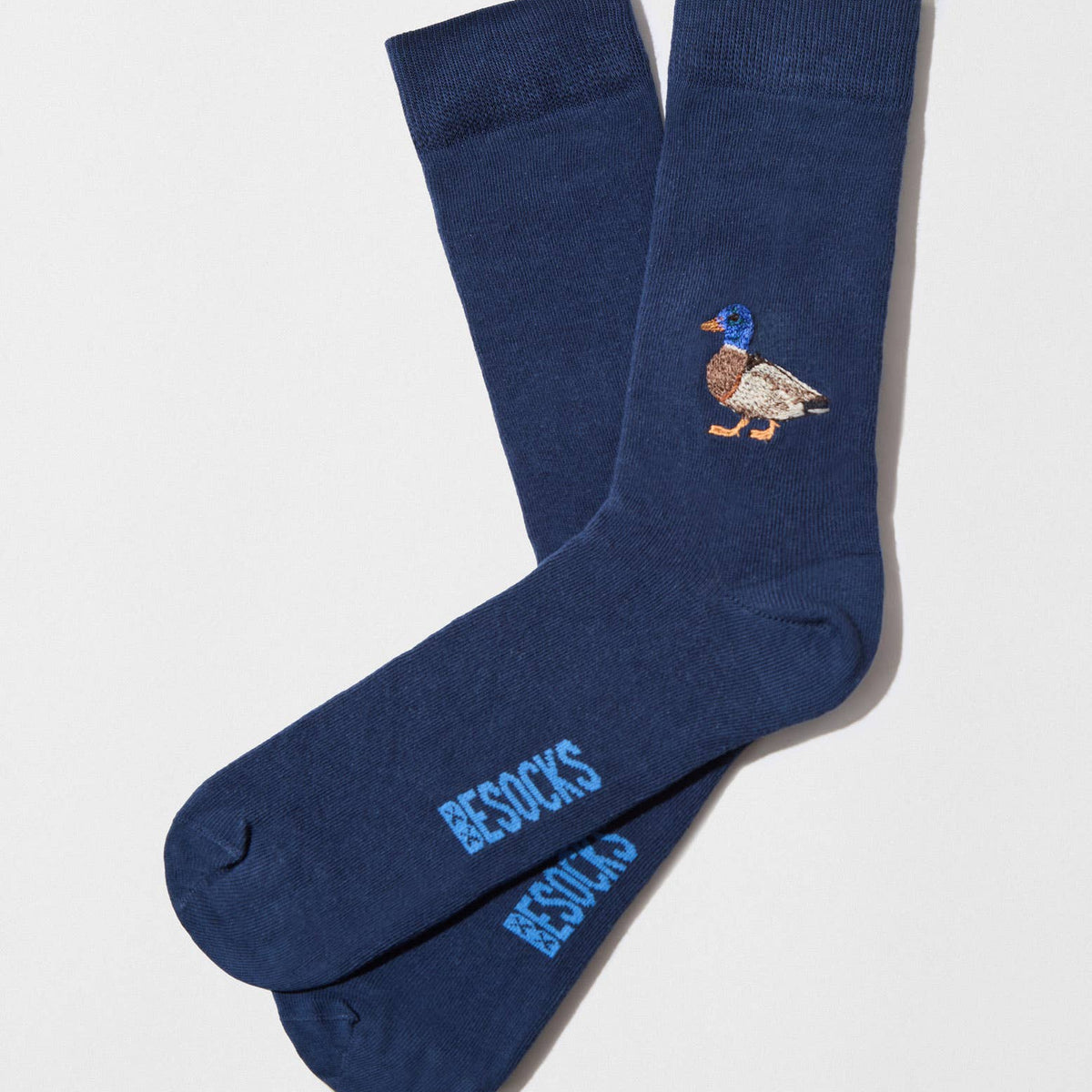 Sokker – BeDuck med broderi – Blå – 41/46 | BESOCKS Sokker BESOCKS