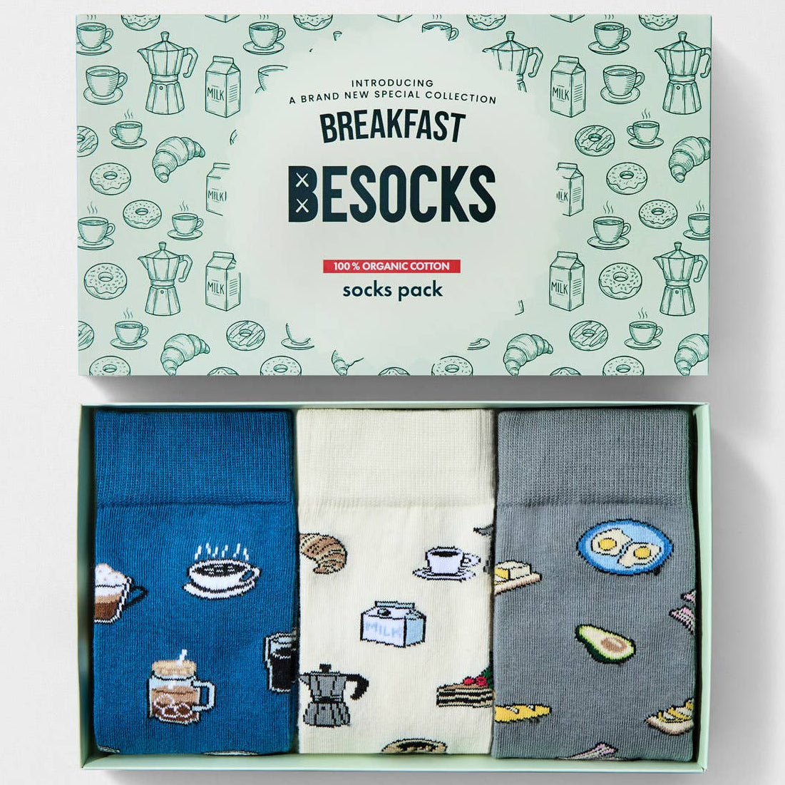 Sokkepakke – Morgenmad – Blå, creme og grå – 41–46 | BESOCKS Sokker BESOCKS