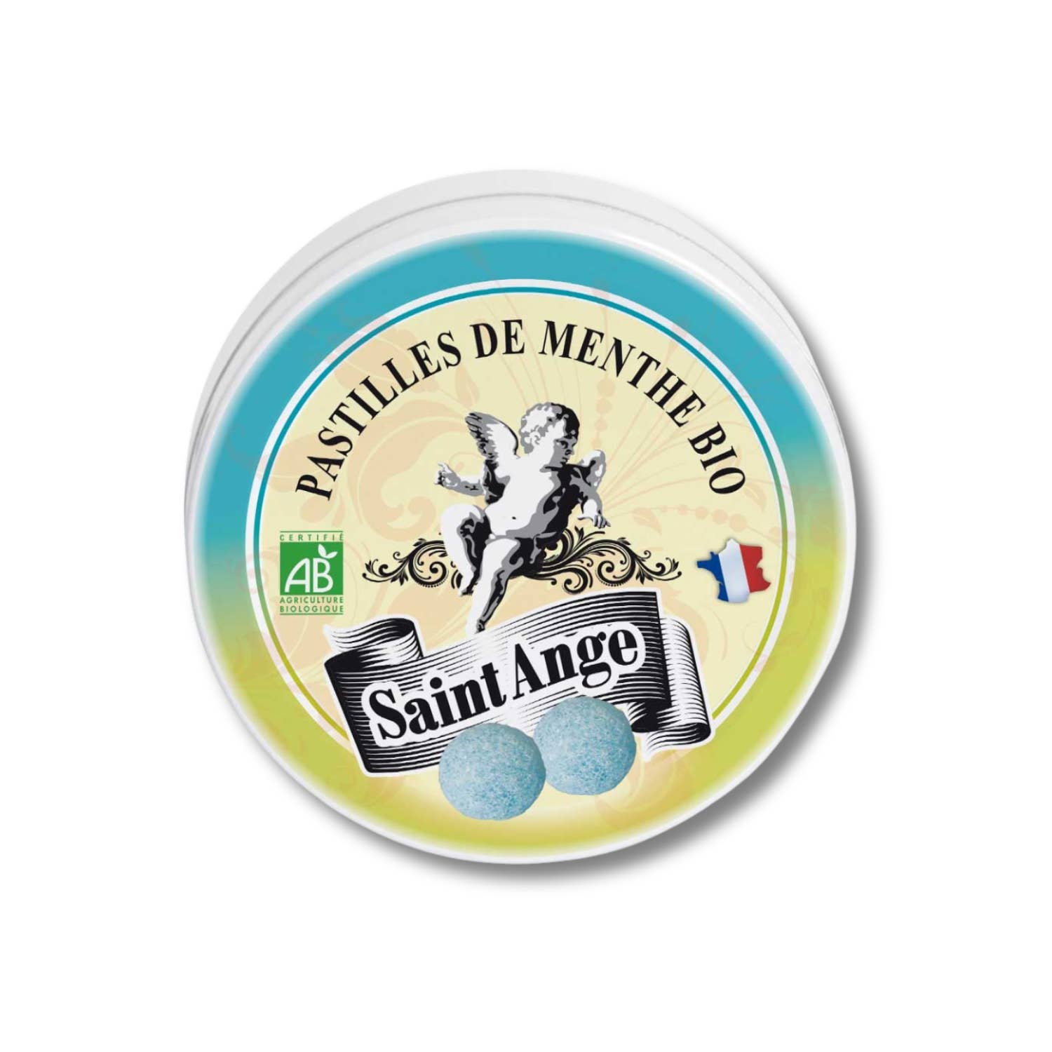 Saint-Ange Økologisk Mynte Pastiller 50g - BIO-Certificerede Franske Slik Bonbon-France
