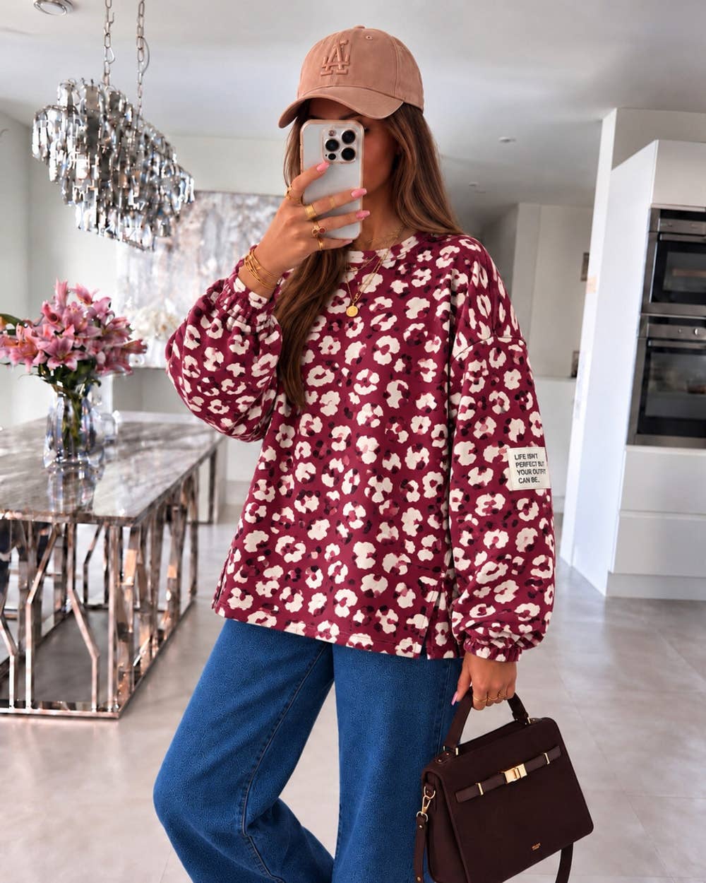 Oversized leopard sweat i blankt stof fås i flere farver Apparel & Accessories ISSYMA bordeaux