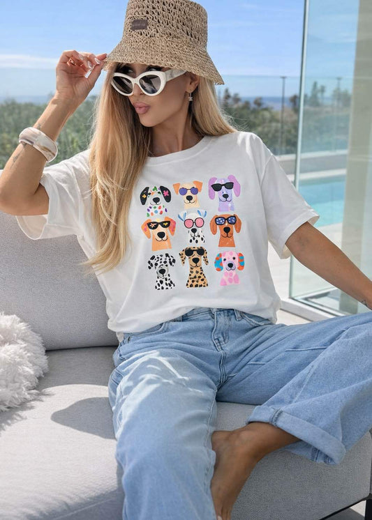 T-shirt med hunde print – One size 38-42 | ISSYMA T-shirt ISSYMA
