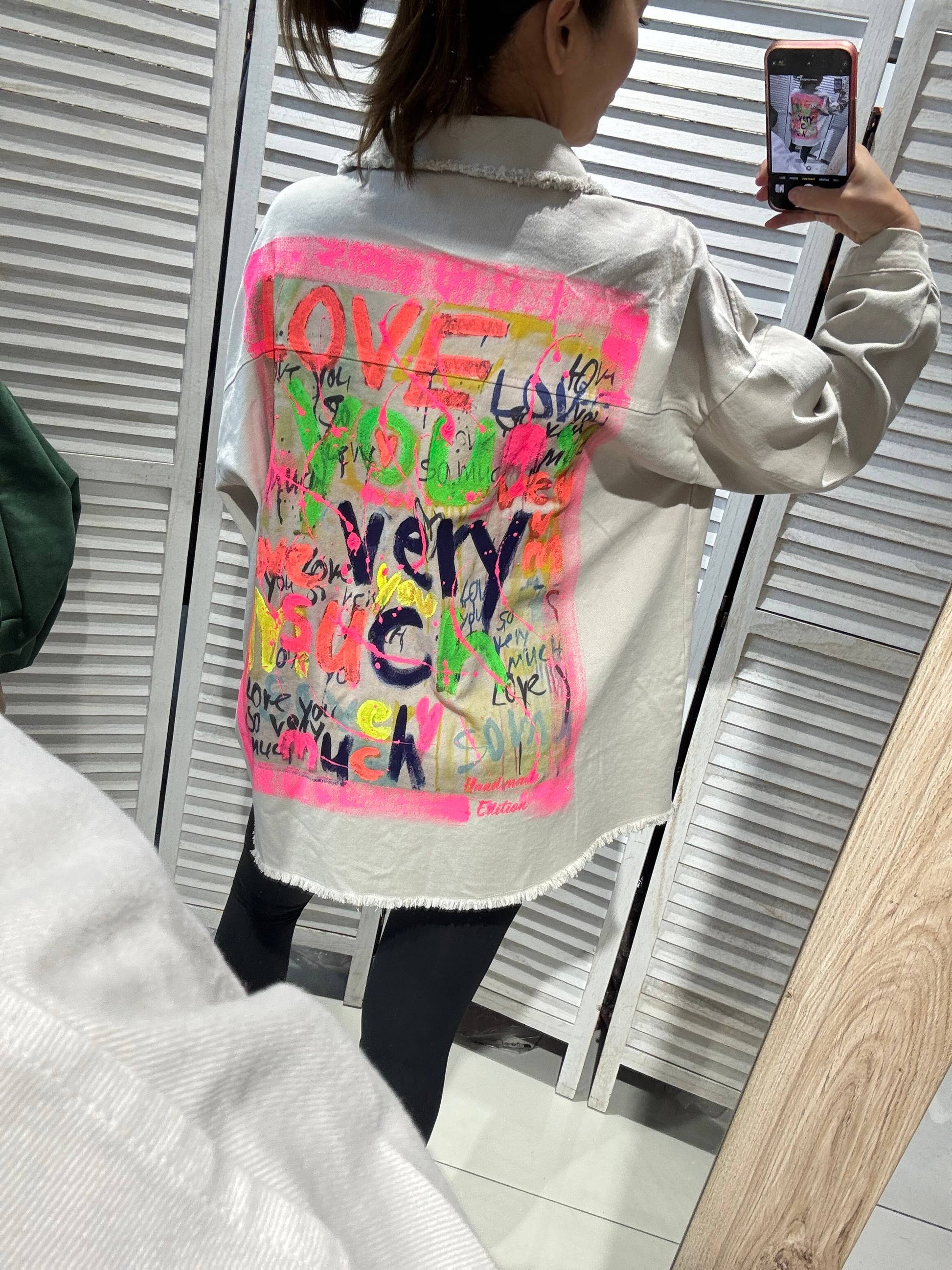 Oversize Jakke med Print Ecru - Blødt Denim | VICTORIA&ISAAC VICTORIA&ISAAC