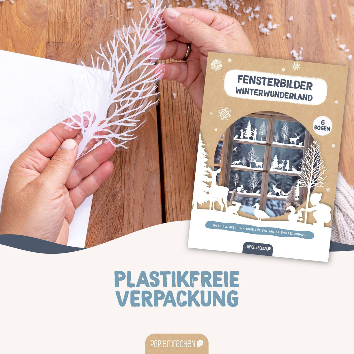 Vinduesklistermærker til jul – Vinterlandskab – 6 A4-ark | Papierdrachen Dekoration Papierdrachen