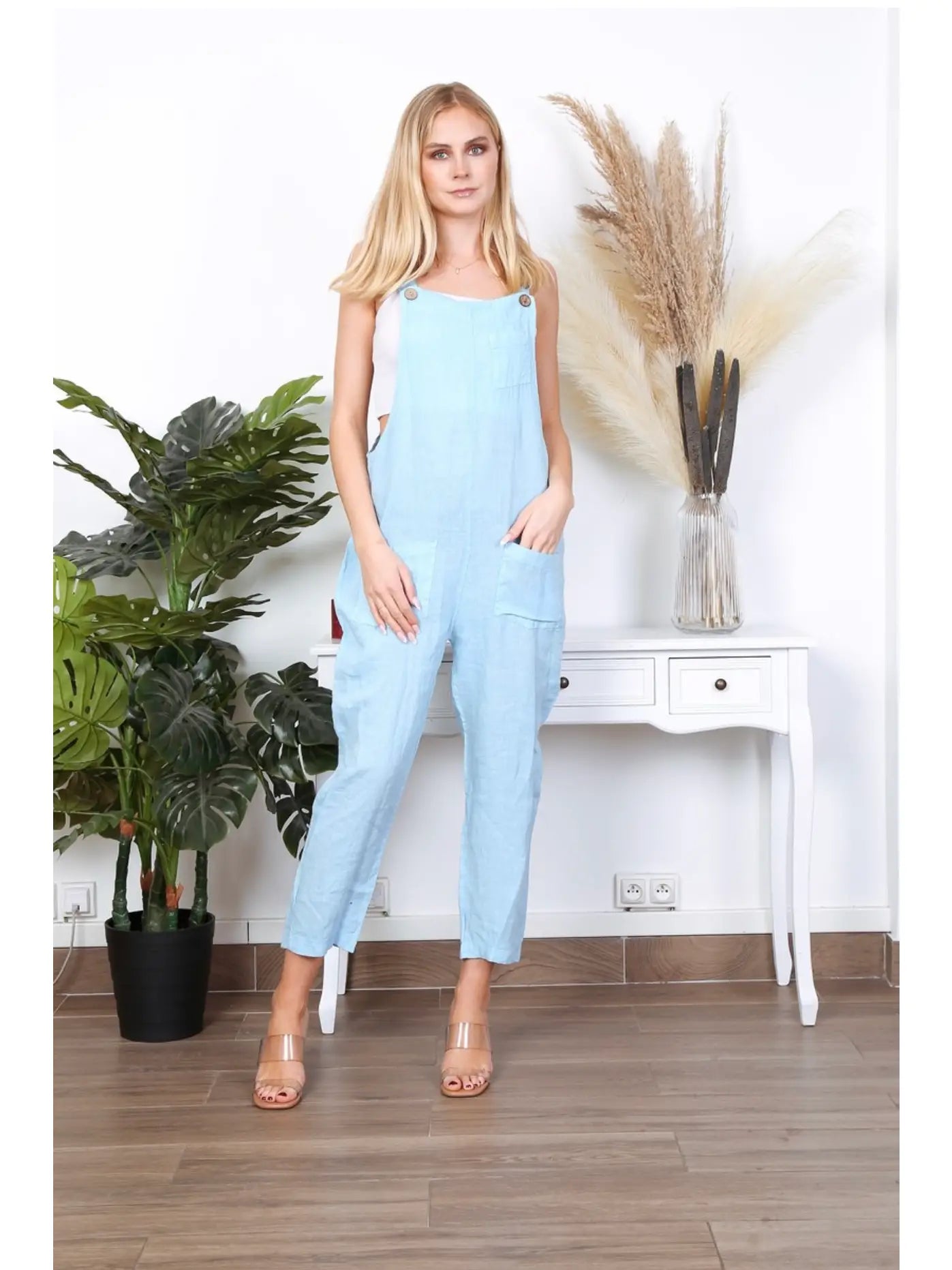 Overalls Smækbukser 100% Hør - One Size | LÉA & LUC Lea & Luc Lyseblå One-size