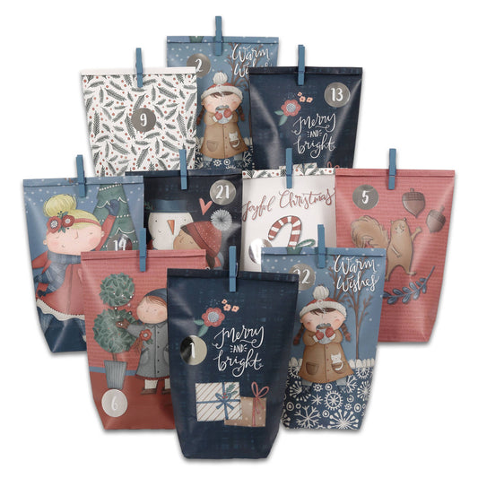 Gør-det-selv adventskalender – 24 mørkeblå kraftposer med tryk | Papierdrachen Højtidspynt Papierdrachen