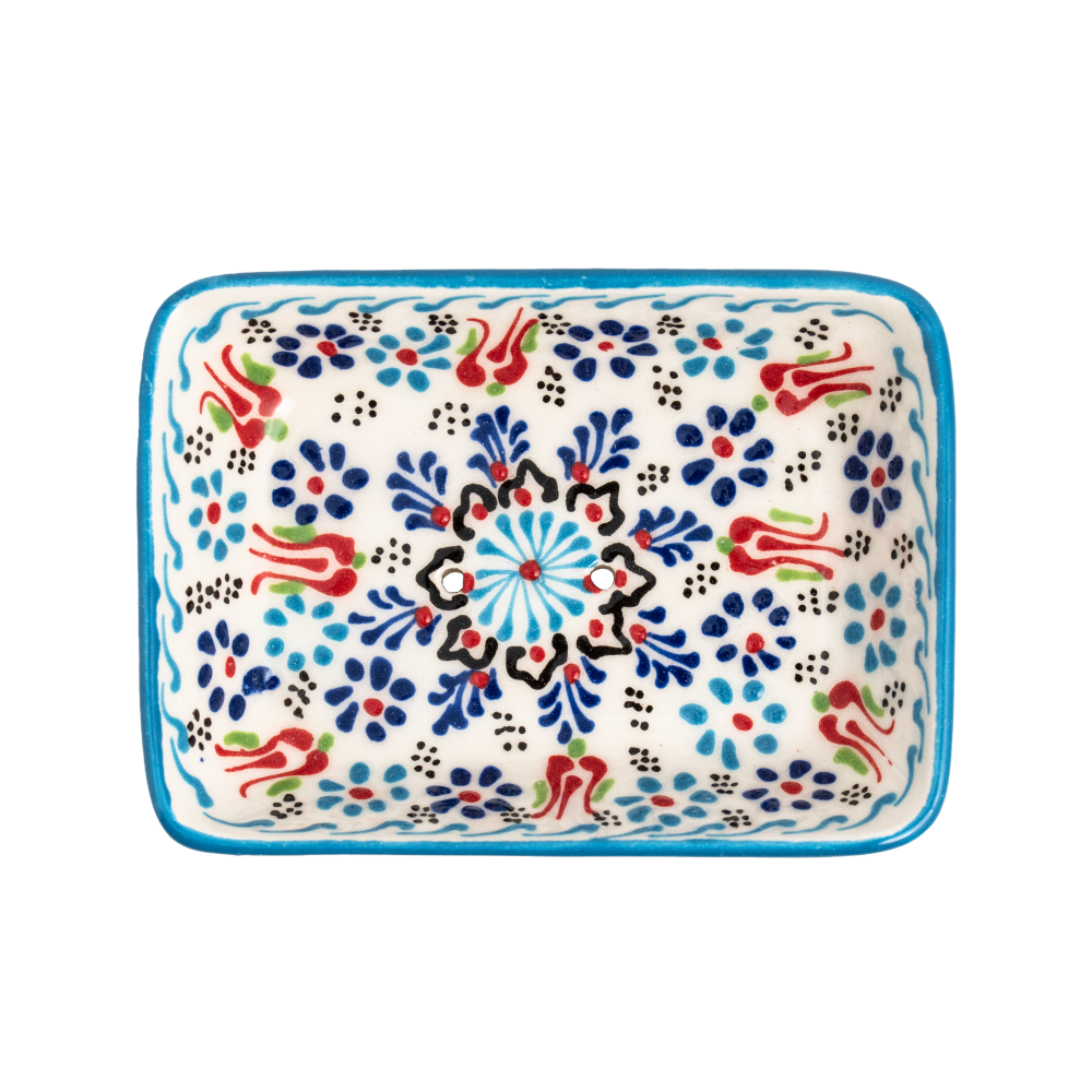 Håndlavet Keramisk Sæbeskåle med Dræn - Farverig Håndmalet Sæbeholder sæbeskål Ottoman