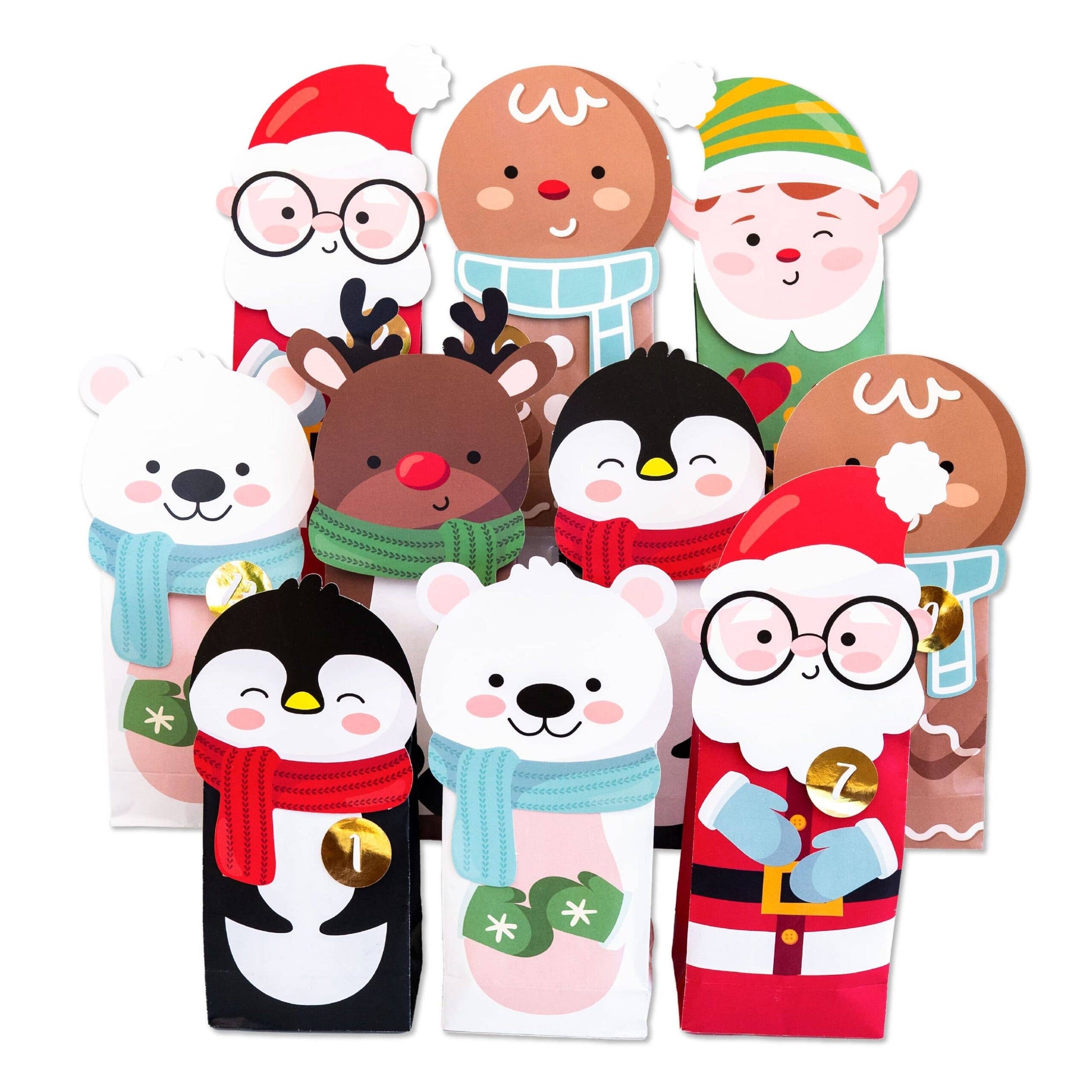 Gør-det-selv adventskalender – Julehjælpere – 24 poser med udstansede motiver | Papierdrachen Julepynt Papierdrachen
