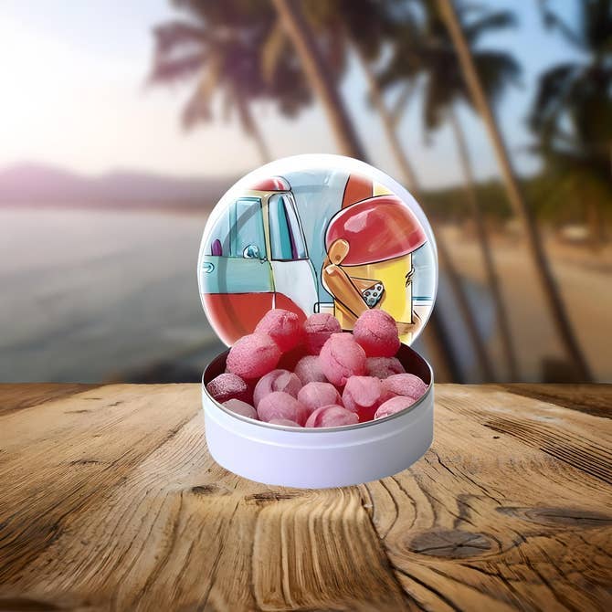 Jordbærpastiller 45g - François Groslière Design i Metalæske Bonbon-France