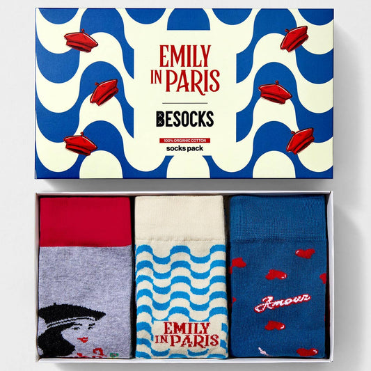Sokkepakke – Emily in Paris – Blå, creme og grå – 36–40 | BESOCKS Sokker BESOCKS